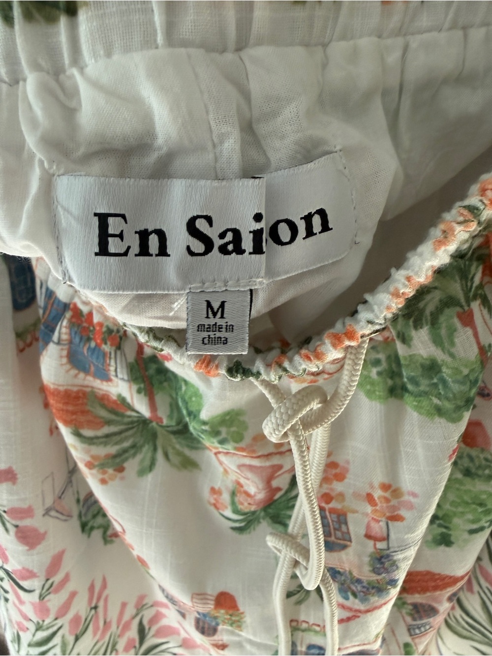 En Saison Set White Floral Button-Front Shirt and Shorts with Pink & Green Print - Picture 4 of 6